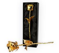 Mikamax - 24k Gold Rose - Golden Rose - Real Rose Dipped into Gold - Certificate of Authenticity - Dimensions Gold Rose 7-8 inches - Luxurious Box size: 32 x 5 x 11 cm