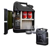 Mikamax - Jerrycan Gift Set 10L - Canister -Whiskey Bar - 10L - Black - 39 x 29 x 13 cm - With 2 whisky glasses - 39 x 29 x 13 cm - Whisky Minibar - Gifts for Men