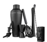 Mikamax - mm - Cocktail Shaker Set - Cocktail Shaker Set Black - Cocktail Shaker Set - 8-Piece Set In Matte Black - Incl. Recipe Book - COCKTAIL-Lover