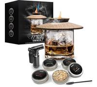 Mikamax Whiskey Smoker Set - Drink Smoker - Cocktail Smoker - Wood Chips for Smoking - Smoke Infuser - 4 Aromas - Including Jet Lighter