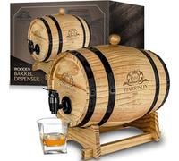 Mikamax - Wooden Barrel Dispenser - 3L Capacity - Traditional Wine and Whiskey Ageing Barrel - Ø 20 cm
