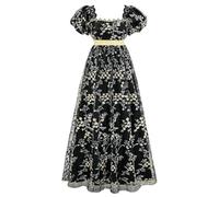 Mikan Tsumiki Black Regency Dresses for Bridgerton Women Lace Empire Waist Dress Victorian Rococo Ball Gown 1800s Vintage Costume XL