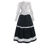 Mikan Tsumiki Edwardian Dress for Women 1900s Long Sleeve Victorian Dress Medieval Renaissance Costume Two-piece Shirt Skirt Suit XXL