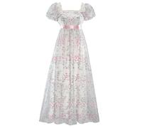 Mikan Tsumiki Pink Regency Dresses for Bridgerton Women Lace Empire Waist Dress Victorian Rococo Ball Gown 1800s Vintage Costume S
