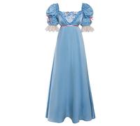 Mikan Tsumiki Regency Dresses for Women Elegant Embroidery Ruffles Empire Waist Regency Era Dress