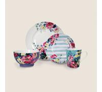 Mikasa 16pc Floral Porcelain Dining Set, Dinner, Side Plates, Bowls, Mugs in Baby Blue Mikasa Baby Blue