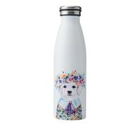 Mikasa Tipperleyhill Stainless Steel Insulated Water Bottle On-The-Go Double-Walled Hydration Bottle Keeps Drinks Hot for 12 Hrs and Cold for 18 Hrs Quirky Puppy Illustration Handwash Only, 500ml