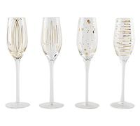 Mikasa 5140630 Cheers Etched Crystal Champagne Flute Glasses, Gold, 210 ml