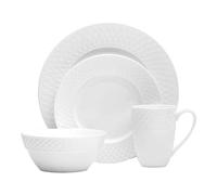 MIKASA 5188288 Trellis 16 Piece Dinnerware Set, White, Bone China