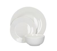 Mikasa Alexis Porcelain 12 Pieces White Dinnerware Set with Modern Coupe-style