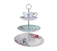 Mikasa and the V&A 3-Tier Cake Stand, Afternoon Tea Stand with Teacup, Alice in Wonderland Teaware, Bone China, Dishwasher Safe & Gift Boxed
