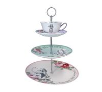 MIKASA and the V&A 3-Tier Cake Stand, Afternoon Tea Stand with Teacup, Alice in Wonderland Teaware, Bone China, Dishwasher Safe & Gift Boxed