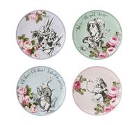 MIKASA and The V&A Side Plates, Set of 4 Cake Plates for Afternoon Tea, 21cm, Bone China, Alice in Wonderland Teaware, Dishwasher Safe & Gift Boxed