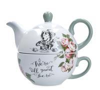 Mikasa and The V&A Tea for One Teapot and Cup Set, Bone China Tea Set for One, Alice in Wonderland Teaware Set, Dishwasher Safe & Gift Boxed