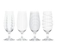 MIKASA Beer Glasses/Craft Beer Glass Set with Decorative Etching, Silver, 4 Count (Pack of 1)