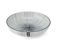 Mikasa Black Stripe Stoneware Bowl Set, Set of 4 Coupe Bowls for Dining, Multi-Purpose Shallow Serving Dishes, 900ml, 21 x 5cm - Black - Stoneware - Bowls