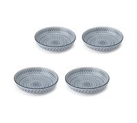 Mikasa Blue Mediterranean Stoneware Bowl Set, Set of 4 Coupe Bowls for Dining, Multi-Purpose Shallow Serving Dishes, 900ml, 21 x 5cm - Blue - Stoneware - Bowls