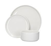 Mikasa Camberlie White Dinner Set, Microwave and Dishwasher Safe, Porcelain Plates and Bowls, 12pc Set for 4