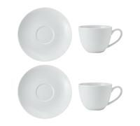 Mikasa Chalk Porcelain Cappuccino Cups And Saucers, Set Of 2, 310Ml, White