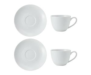 MIKASA Chalk 2pc Porcelain Cappuccino Cup & Saucer Set, 310ml, Gift Boxed, White
