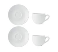 MIKASA Chalk Set of 2 Porcelain Espresso Cups and Saucers, 90ml, White