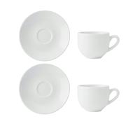 MIKASA Chalk Set of 2 Porcelain Espresso Cups and Saucers, 90ml, White