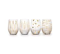 Mikasa Cheers Metallic Gold Set Of 4 Stemless 16.5oz Wine Glasses