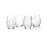 Mikasa Set Of 4 Etched Crystal Stemless Wine Glasses Clear