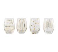 Mikasa Cheers Metallic Gold Set Of 4 Stemless 16.5oz Wine Glasses