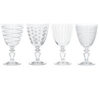 MIKASA Wine Goblet Set/Crystal Wine Glasses with Decorative Etching, Crystal Glass, Silver, 4 Count (Pack of 1)