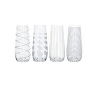 MIKASA Cheers Stemless Flute Glasses, Crystal Wine Glasses, Silver Design, 230ml, Set of 4