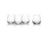 MIKASA Cheers Stemless Flute Glasses, Crystal Wine Glasses, Silver Design, 230ml, Set of 4