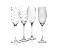 Mikasa Cheers Set Of 4 Champagne Flute Glasses Precision-etched Designs
