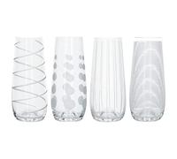 MIKASA Cheers Stemless Flute Glasses, Crystal Wine Glasses, Silver Design, 230ml, Set of 4