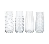 MIKASA Cheers Stemless Flute Glasses, Crystal Wine Glasses, Silver Design, 230ml, Set of 4