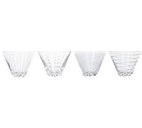 MIKASA Cheers Stemless Martini Glasses, Crystal Cocktail Glasses, Silver Design, 400ml, Set of 4