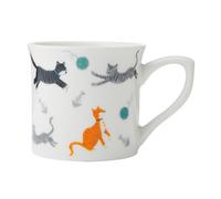 Mikasa Fine Bone China 300ml Fluted Mug, Cat, Labelled Mikasa Multicolor