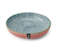 Mikasa Geometric Leaf Stoneware Bowl Set, Set of 4 Coupe Bowls for Dining, 2-Toned Multi-Purpose Shallow Serving Dishes, 900ml, 21 x 5cm - Red - Stoneware - Bowls