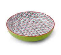 Mikasa Glazed Stoneware Coupe Bowl for Pasta or Salad, Green Geometric, 21cm Mikasa Green