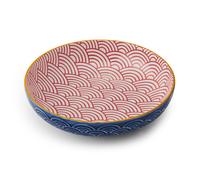 Mikasa Glazed Stoneware Coupe Pasta Bowl, Blue Arched Design, 21cm Mikasa Multicolor