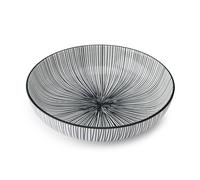 Mikasa Glazed Stoneware Coupe Pasta Bowl, Green Geometric, 21cm in Black Mikasa Black