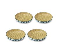 Mikasa Green Leaf Stoneware Bowl Set, Set of 4 Coupe Bowls for Dining, 2-Toned Multi-Purpose Shallow Serving Dishes, 900ml, 21 x 5cm - Green - Stoneware - Bowls