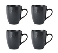 Mikasa Jardin Midnight Stoneware Mugs, Set Of 4, 420Ml, Black, White