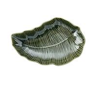 MIKASA Jardin Stoneware Leaf Serving Dish, Unique Green Serveware for Entertaining, 31.5cm - Dishwasher Safe