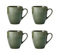Mikasa Jardin Stoneware Mugs, Set Of 4, 420Ml, Green, White