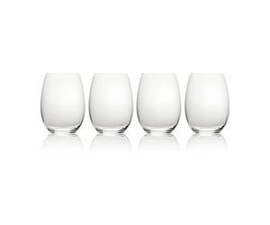 MIKASA Julie Luxury Lead-Free Crystal Stemless Wine Glasses, 560 ml, Clear, Set of 4