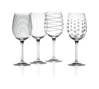 MIKASA KC49218 Cheers Precision-Etched 16-oz White Wine Glasses, (Set of 4), 18/8 Stainless Steel, Fluid_Ounces, Clear