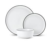 Mikasa Limestone 12pc Porcelain Dinner Set, White Dinner Service for 4 with Dinner Plates, Side Plates & Bowls | Gift Boxed & Dishwasher Safe