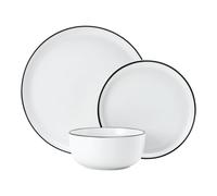 Mikasa Limestone 12pc Porcelain Dinner Set, White Dinner Service for 4 with Dinner Plates, Side Plates & Bowls | Gift Boxed & Dishwasher Safe