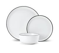 Mikasa Limestone 12pc Porcelain Dinner Set, White Dinner Service for 4 with Dinner Plates, Side Plates & Bowls | Gift Boxed & Dishwasher Safe
